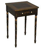 Antique Regency floral painted occasional table on black ground, c.1810