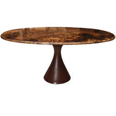 Vintage Dining Table with Rare Brown Lapis Medicea Onyx Top