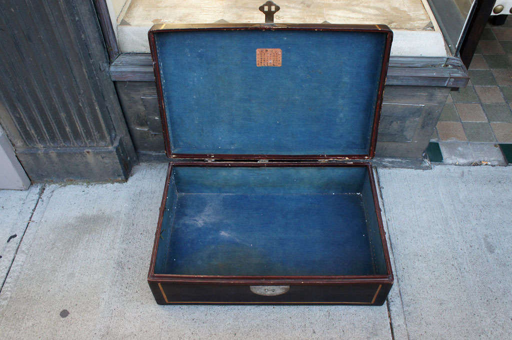 Chinese 19th Century Gilt Decorated Pig Skin Trunk 3