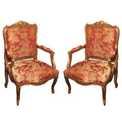 Pair of Antique French Louis XIV Arm Chairs