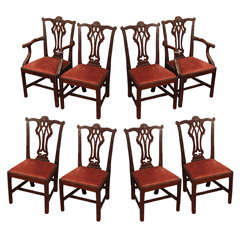 Set of 8 Antique English Mahogany Dining Chairs