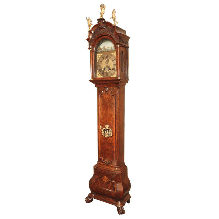 Antique 18th Century Dutch Marquetry Tall Case Clock