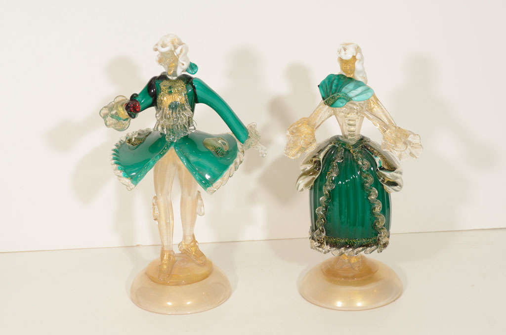 Pair of Murano Dancing Male and Female figurines