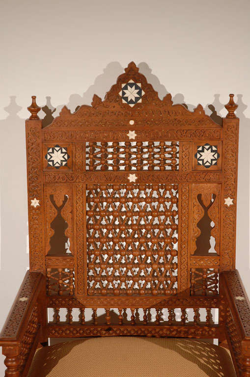 Middle Eastern Arabian Syrian Moorish Royal Throne Armchairs 1
