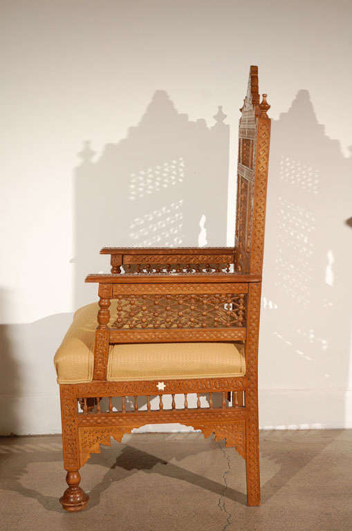 Hand-Crafted Middle Eastern Arabian Syrian Moorish Royal Throne Armchairs