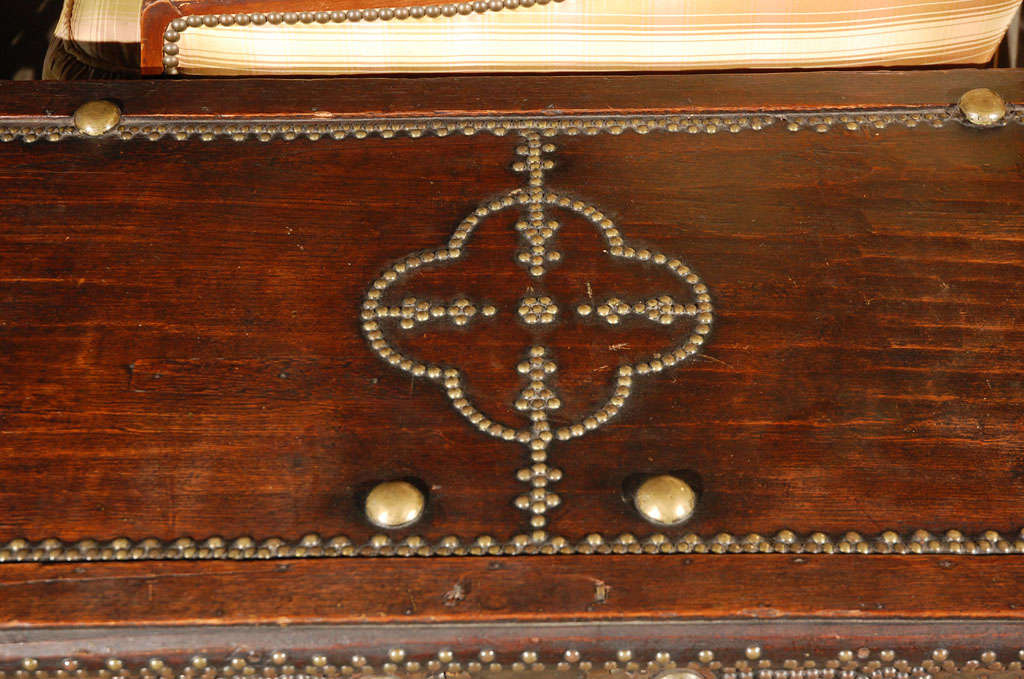 19th Century Oak Spanish Moorish Brass Studded Coffer 3