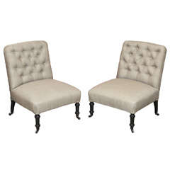 A PAIR OF NAPOLEON III SLIPPER CHAIRS