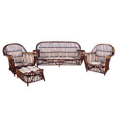 Four Piece Antique Stick Wicker Set