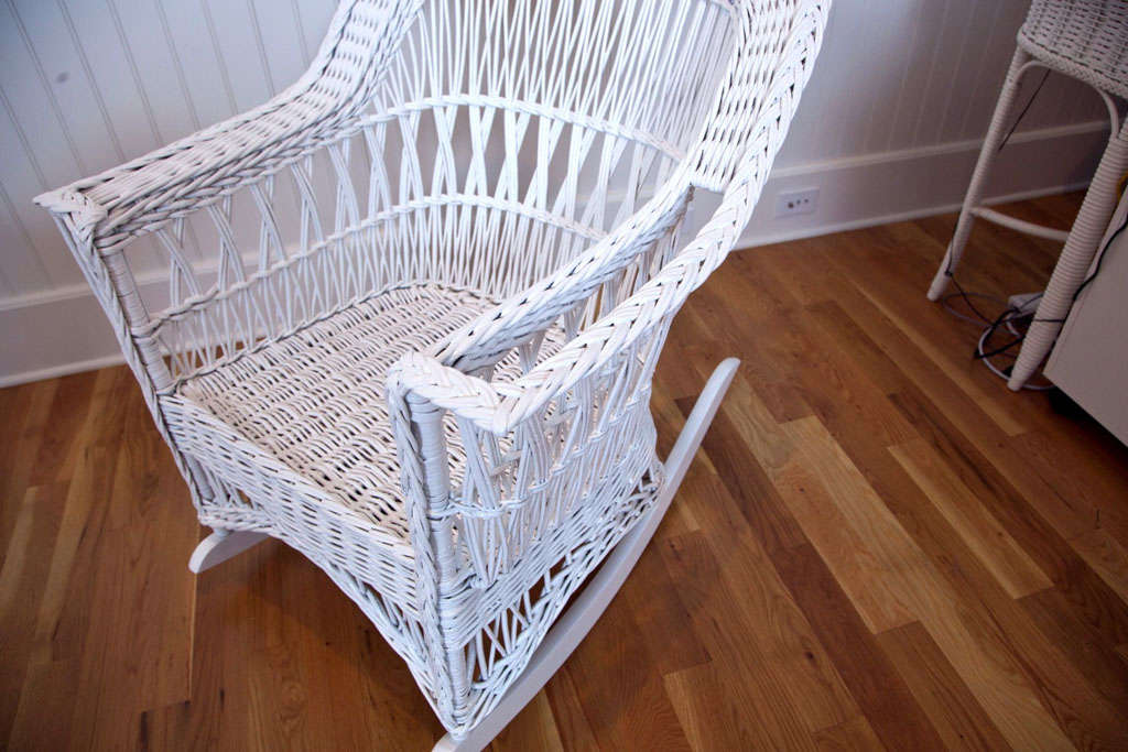 Base Metal Antique Wicker Chair and Rocker