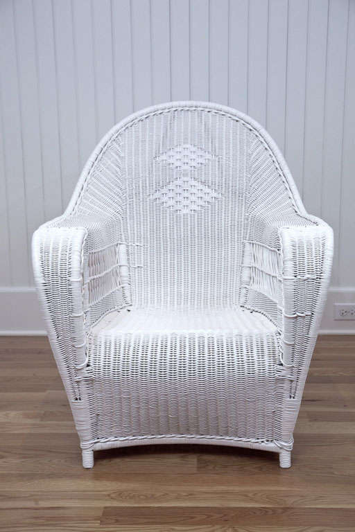 Cane Antique Art Deco Wicker Lounge Chairs