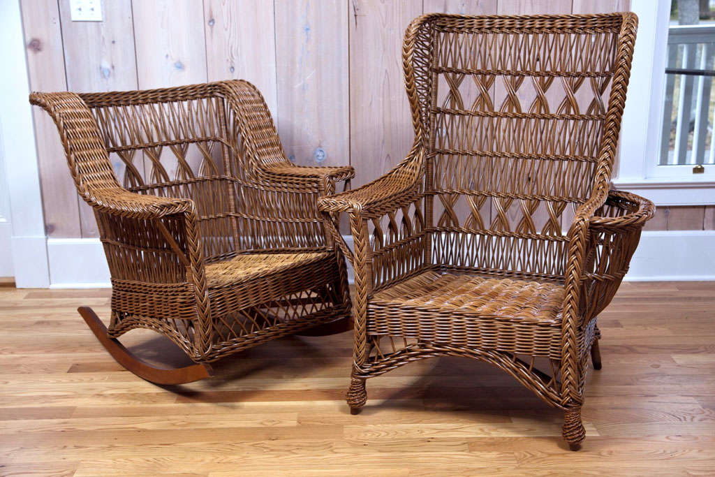 Heywood Wakefield Bar Harbor Wicker Wingback Chair In Excellent Condition In Old Saybrook, CT
