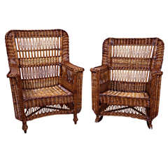 Antique Wicker Chair and Rocker