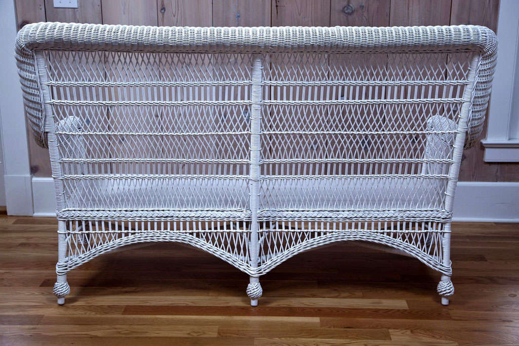 19th Century Victorian Wicker Rolled-Arm Sofa