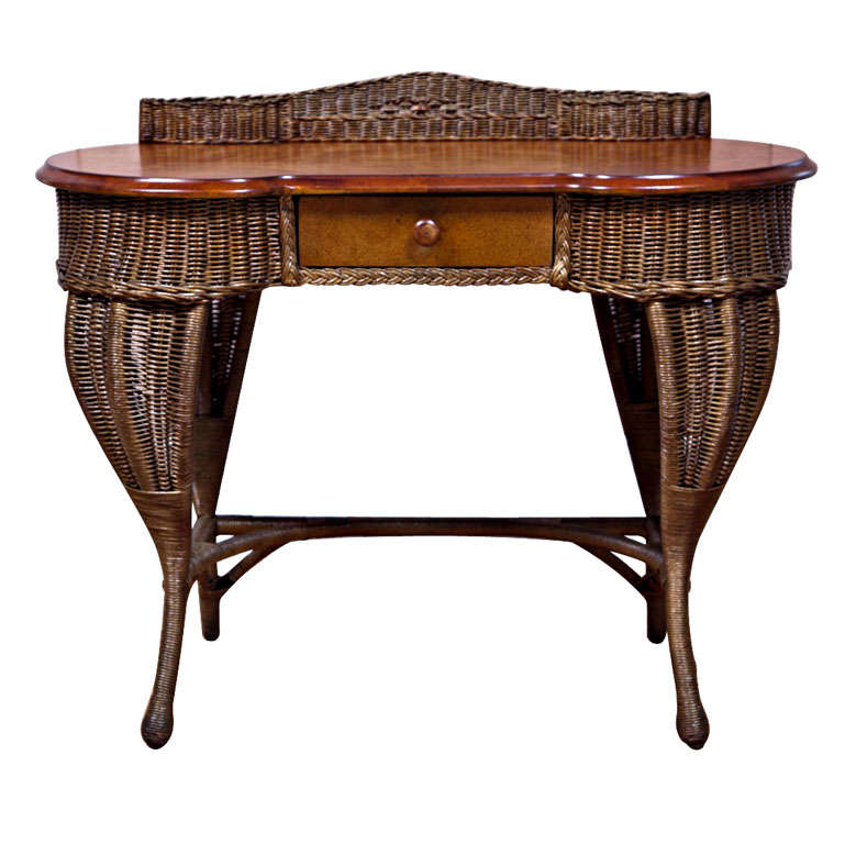 Antique Art Deco Wicker Desk