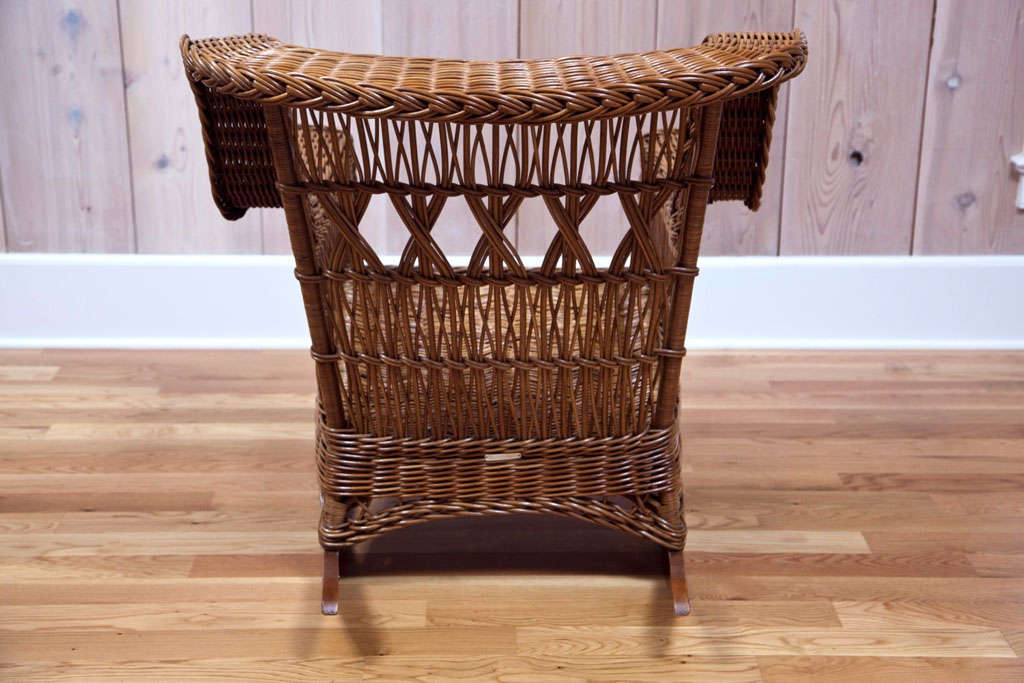 Heywood Wakefield Wicker Rocker In Excellent Condition In Old Saybrook, CT