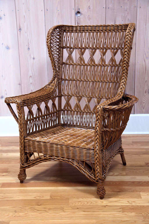 Heywood Wakefield Bar Harbor Wicker Wingback Chair at 1stDibs