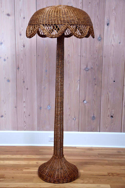 Antique Willow Wicker and Rattan Floor Lamp at 1stDibs vintage wicker