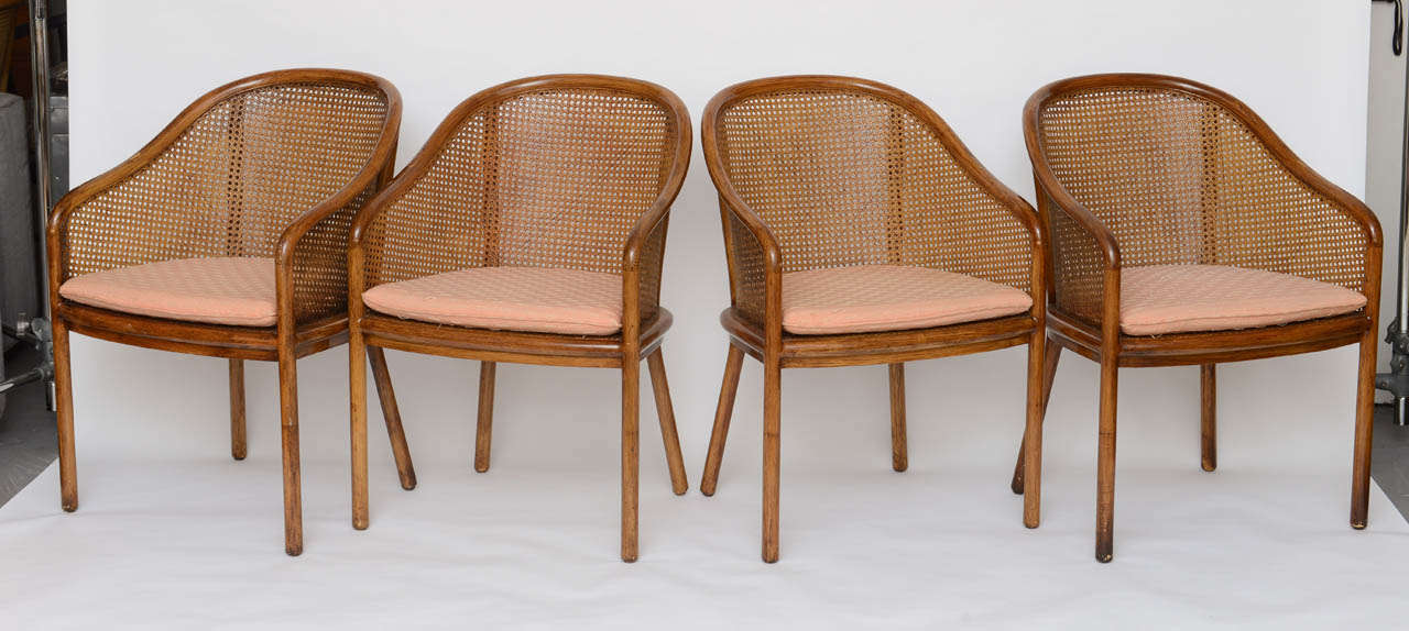 Mid-Century Modern 4 Ward Bennett Chairs for Brickell Cane and Ashwood 1970s