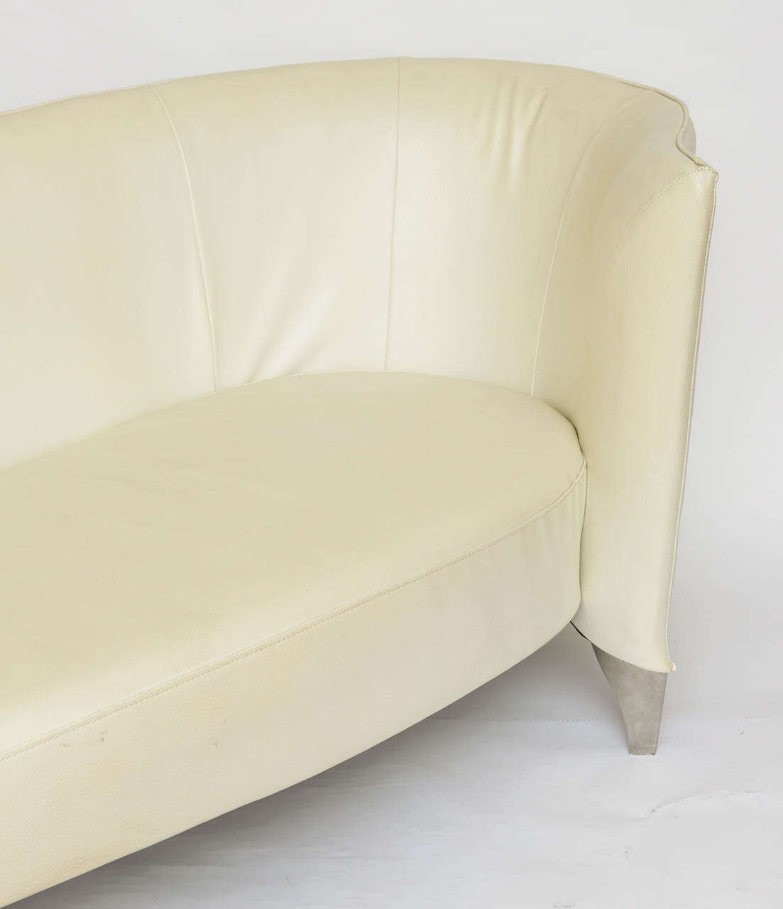 Modern Philippe Starck Assymetrical Love Seat With Chrome Legs 20th Century