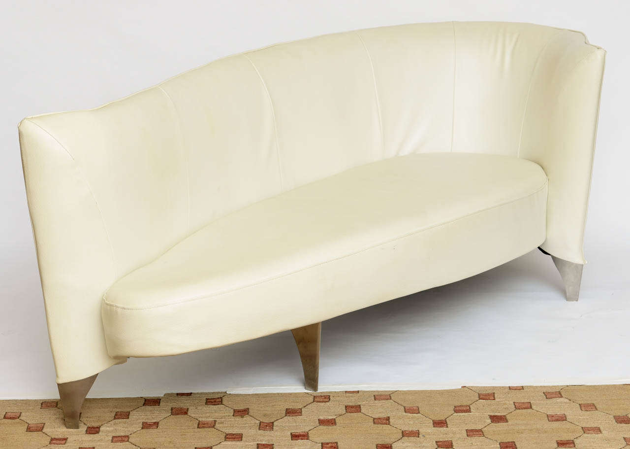 American Philippe Starck Assymetrical Love Seat With Chrome Legs 20th Century