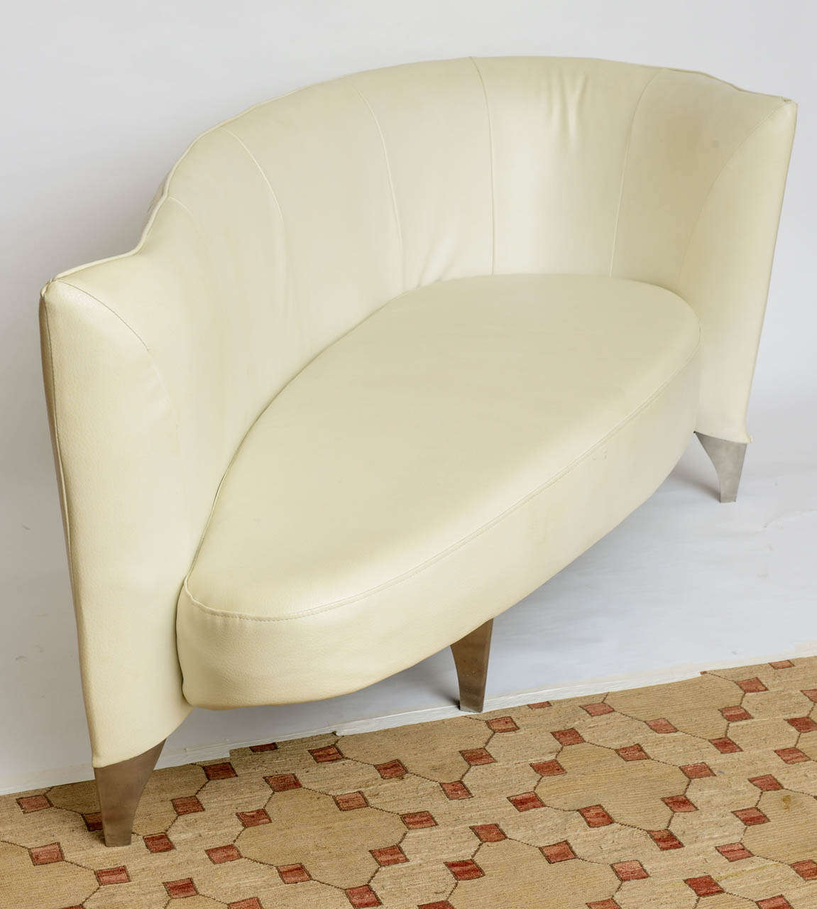 Philippe Starck Assymetrical Love Seat With Chrome Legs 20th Century In Excellent Condition In Miami, FL