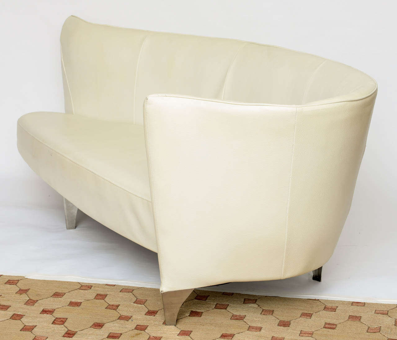 Philippe Starck Assymetrical Love Seat With Chrome Legs 20th Century 1