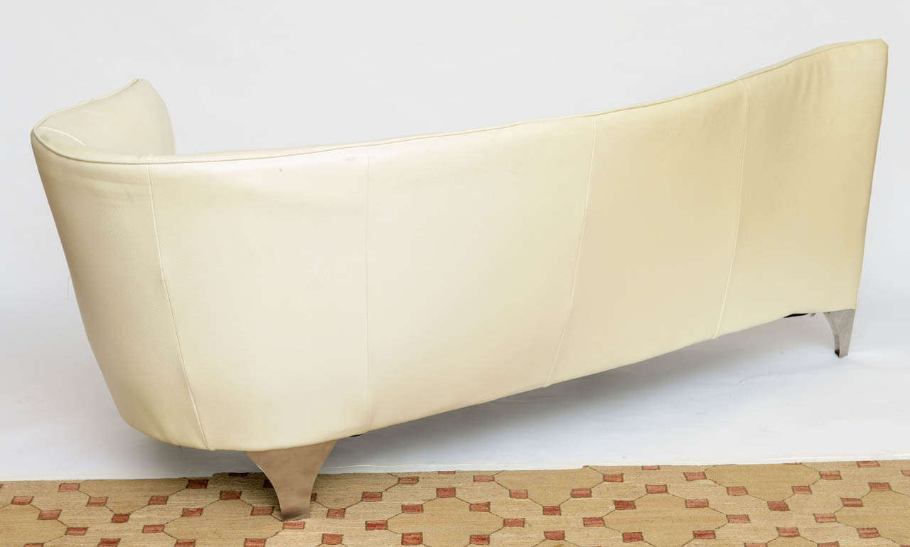 Philippe Starck Assymetrical Love Seat With Chrome Legs 20th Century 4