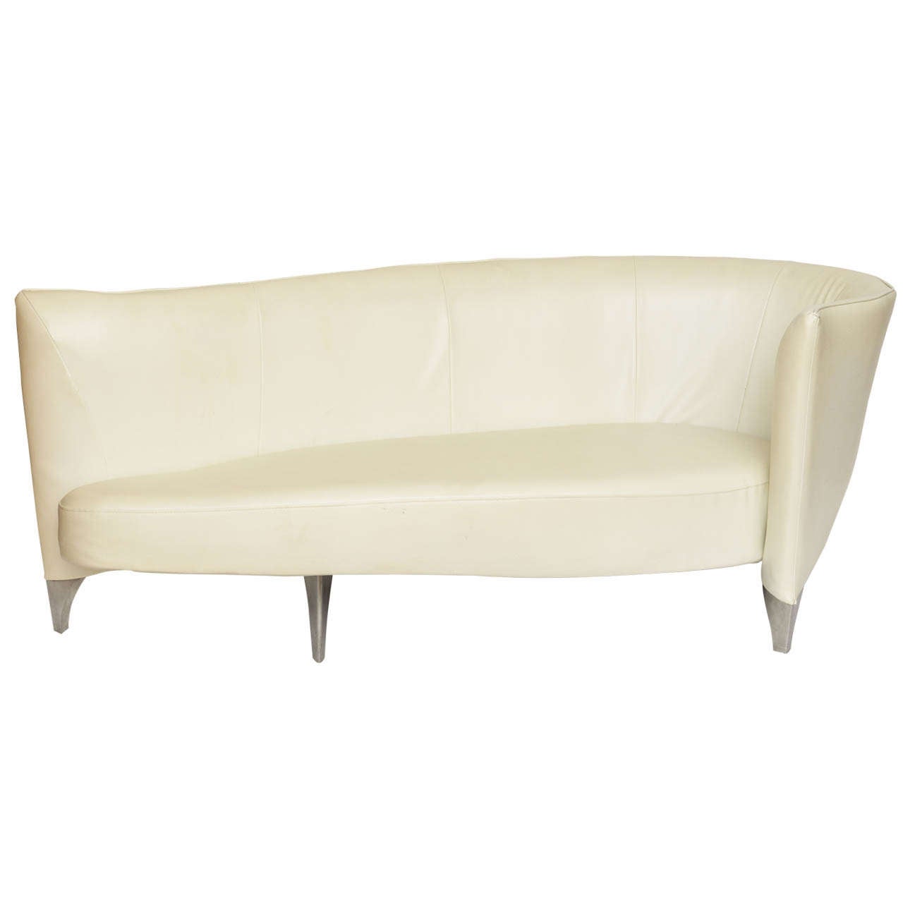 Philippe Starck Assymetrical Love Seat With Chrome Legs 20th Century