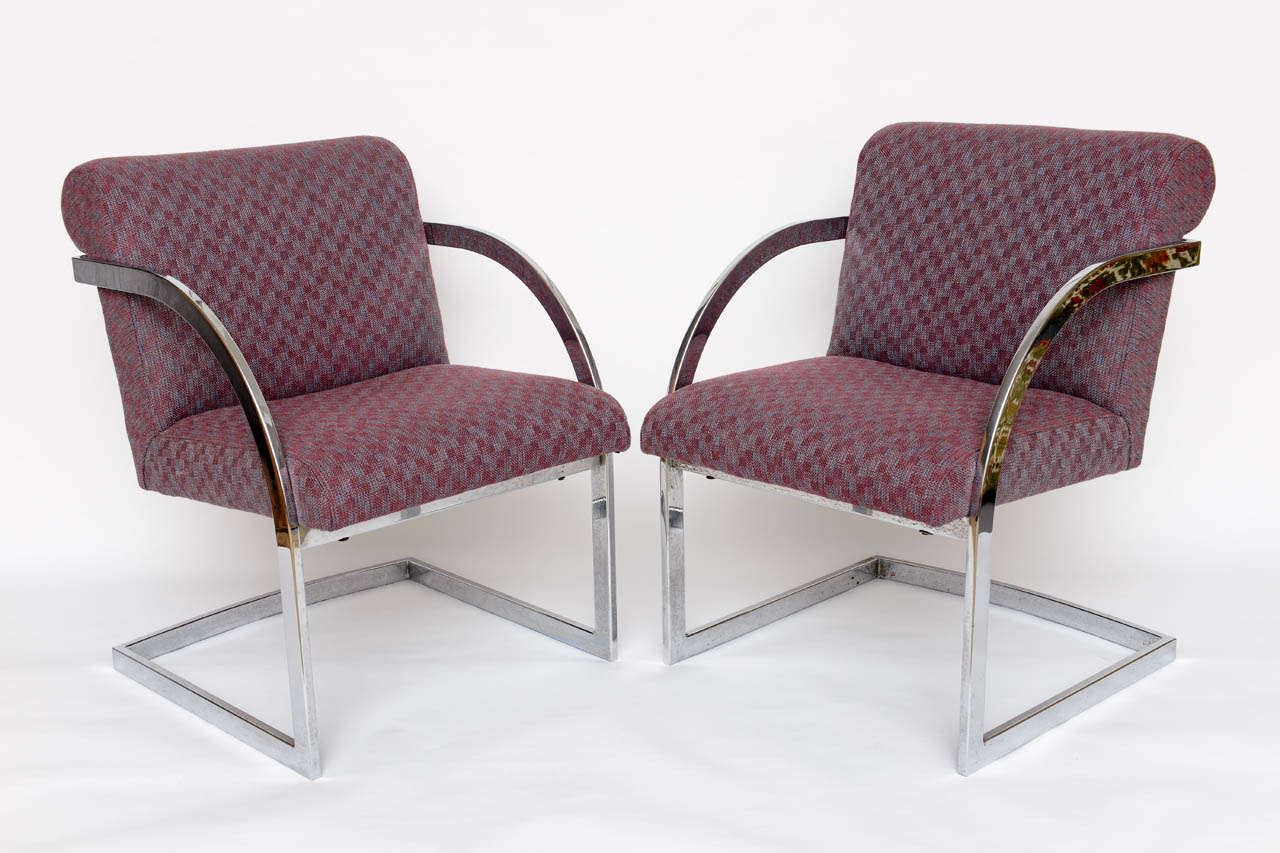 Mid-Century Modern Pair Of Milo Baughman Chrome Chairs 1960s