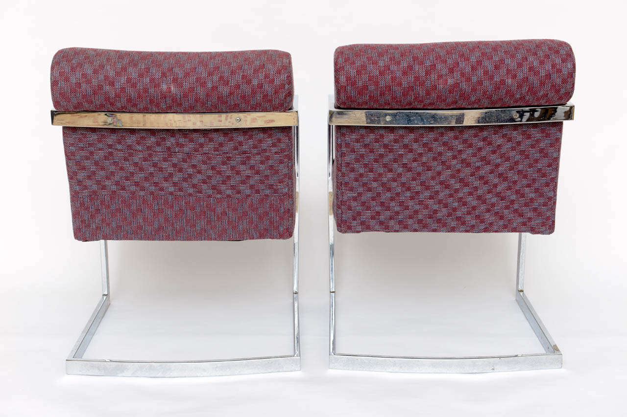 Mid-20th Century Pair Of Milo Baughman Chrome Chairs 1960s