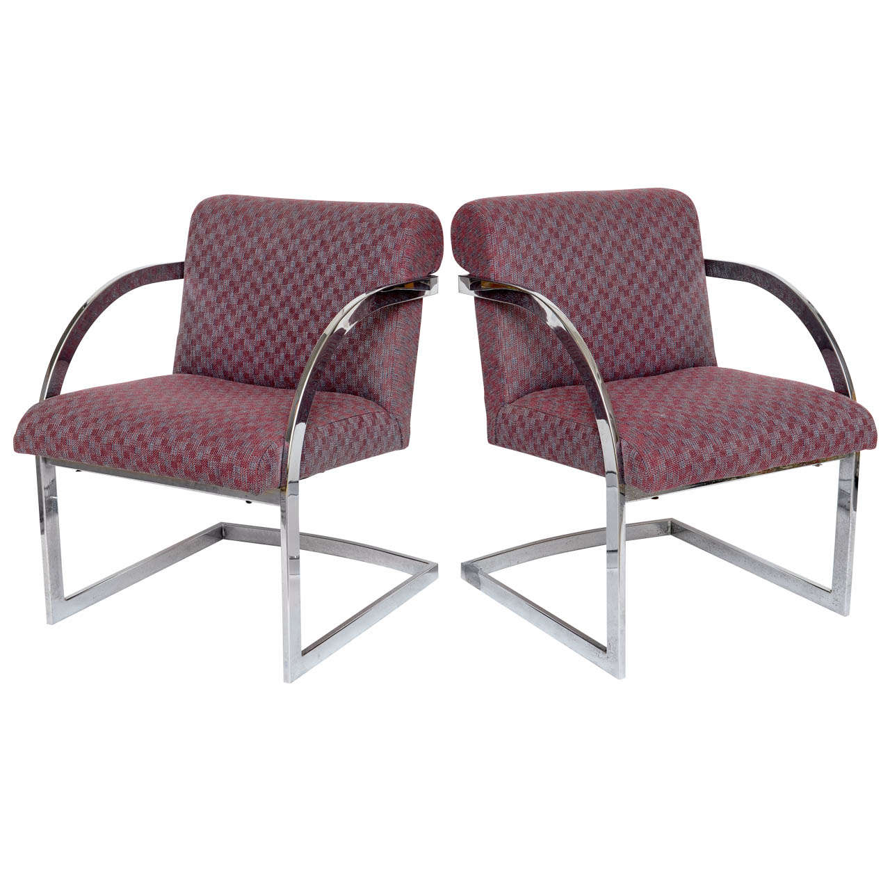 Pair Of Milo Baughman Chrome Chairs 1960s