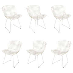 6 Harry Bertoia White Side Chairs by Knoll 1960s