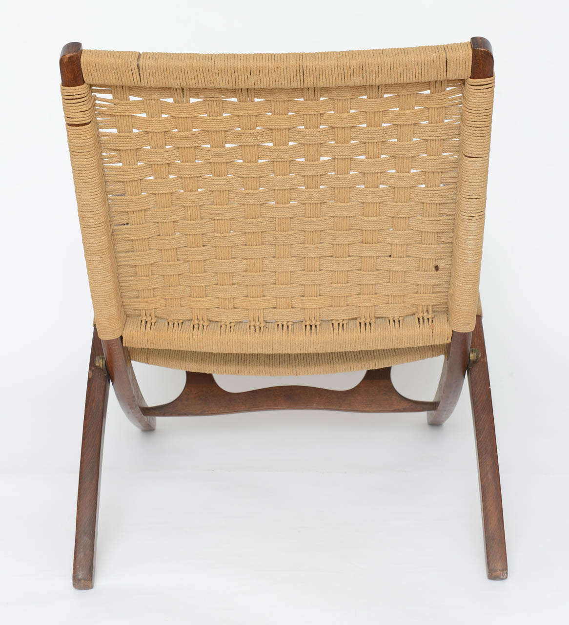 Paire de chaises pliantes en corde tissée Wegner 1950s 1