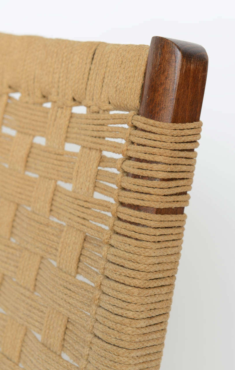 Paire de chaises pliantes en corde tissée Wegner 1950s 3