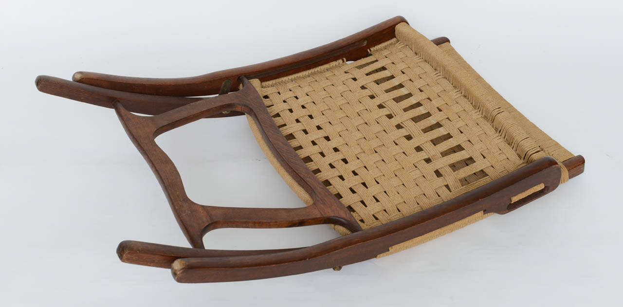 Paire de chaises pliantes en corde tissée Wegner 1950s 4
