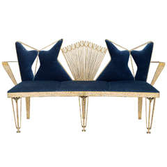 Fine Italian Modern Hand-Hammered Gilt Metal Hall Bench/Settee, Pier Luigi Col 10