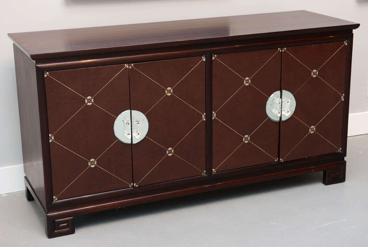 Mid-Century Modern A Palisander and Leather Front 4 Door Credenza, Grosfield House