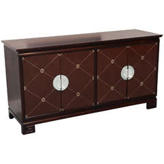 A Palisander and Leather Front 4 Door Credenza, Grosfield House