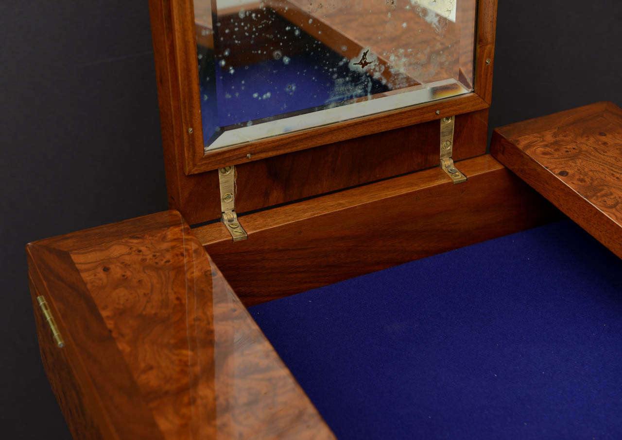 French Art Deco Burled Walnut and Walnut Work Table 4