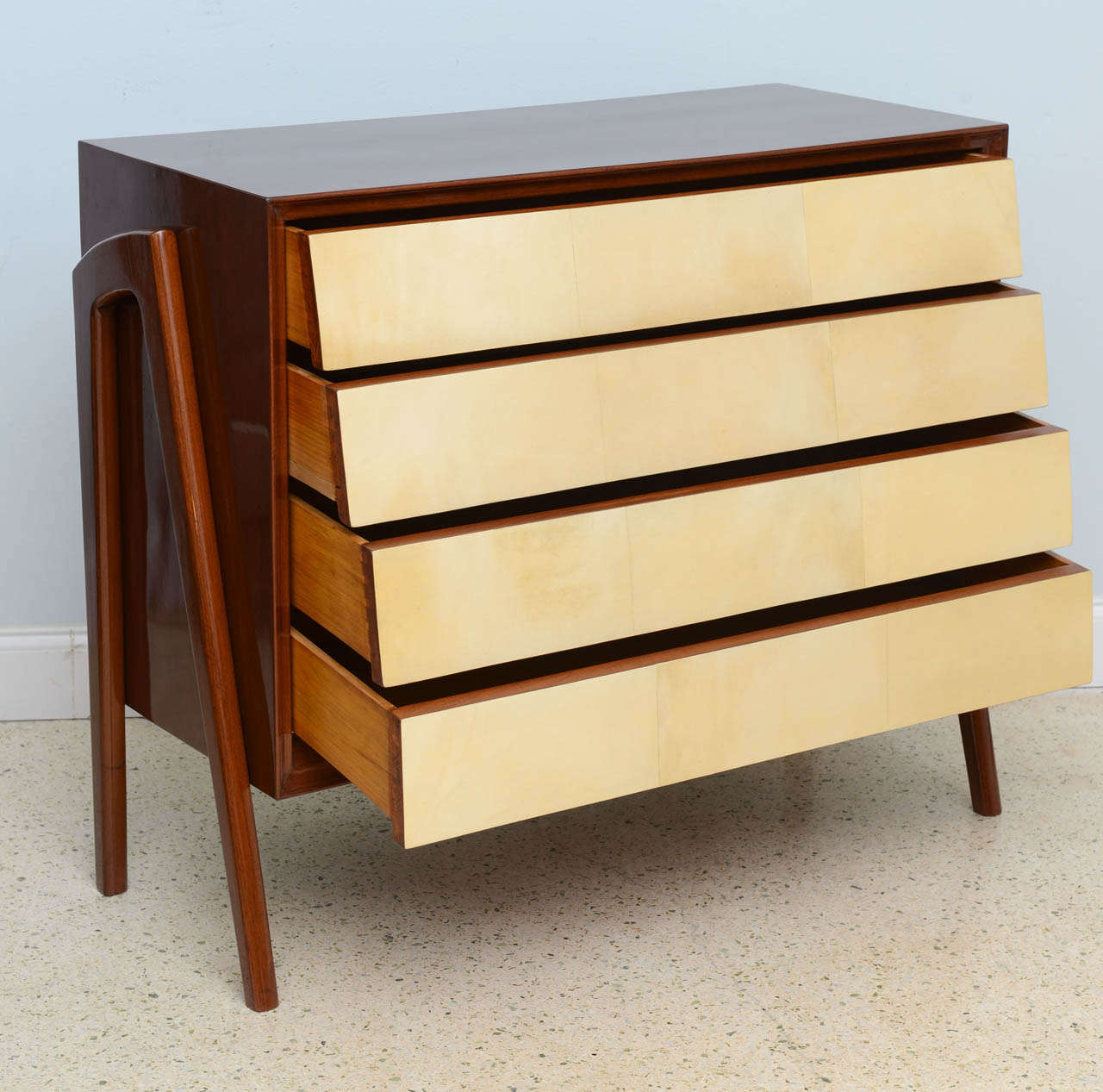 Mid-20th Century Italian Modern Mahogany and Parchment Commode, Dassi