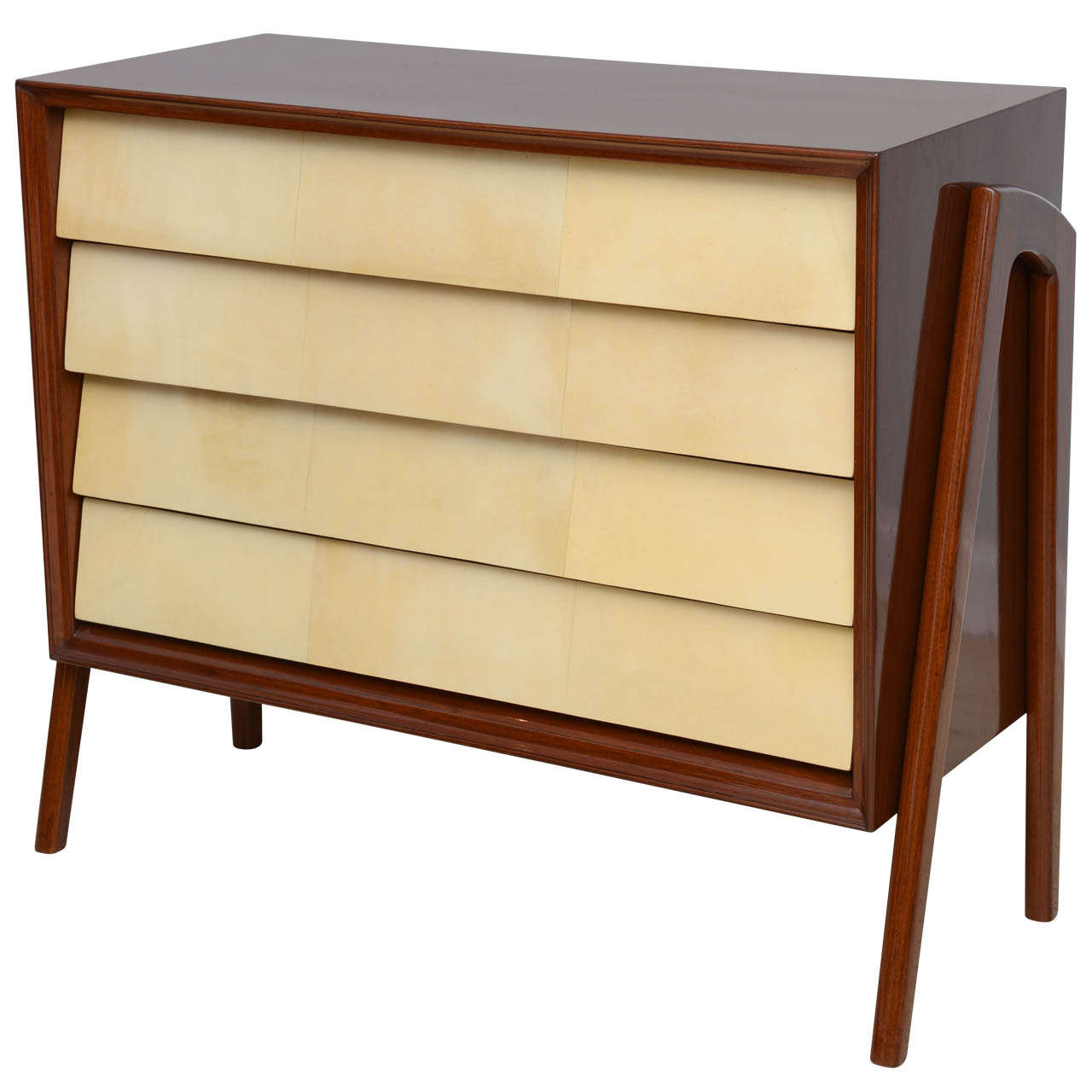 Italian Modern Mahogany and Parchment Commode, Dassi