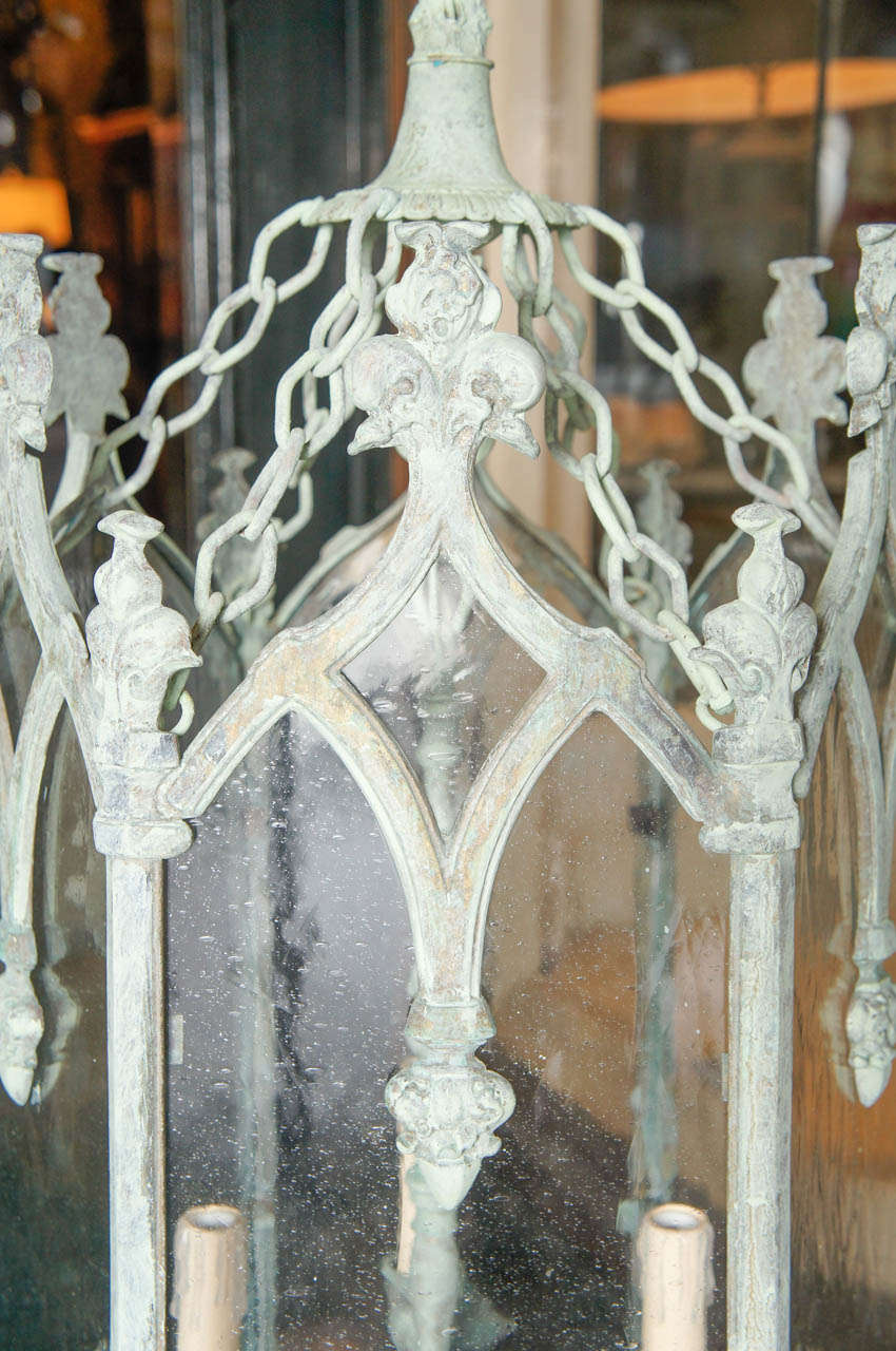 British 19th Century Antique Cast Bronze Gothic Lantern