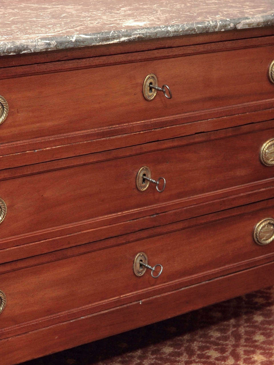 Hand-Carved Louis XVI Period Mahogany Commode For Sale