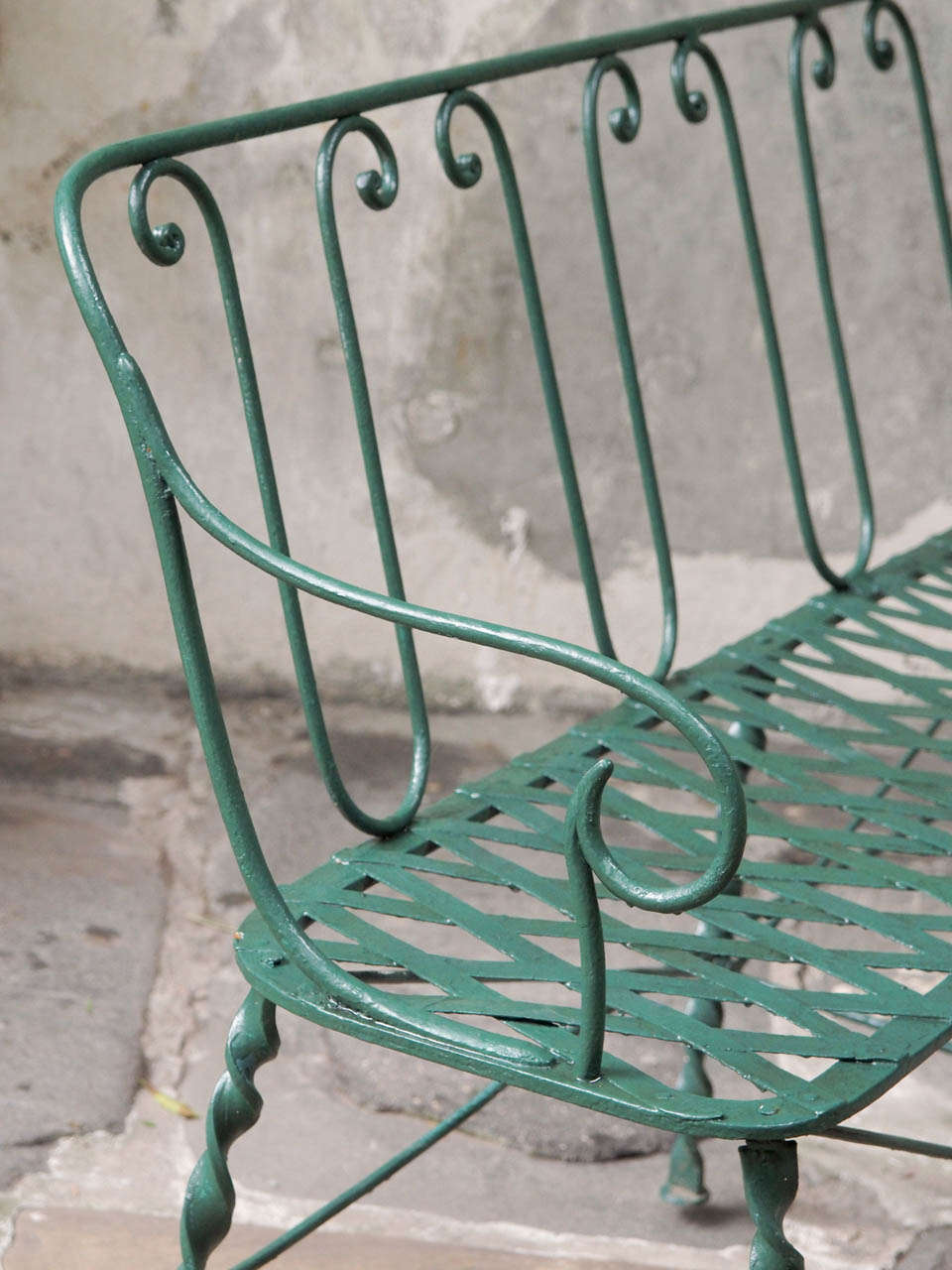 French Belle Epoque Painted Garden Bench 2