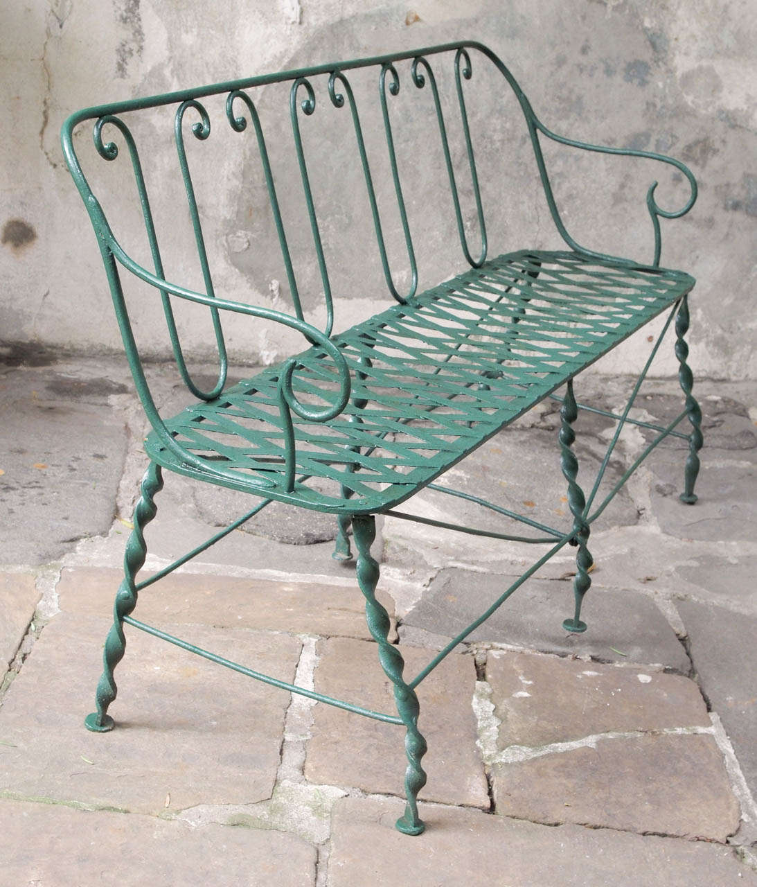 French Belle Epoque Painted Garden Bench 3