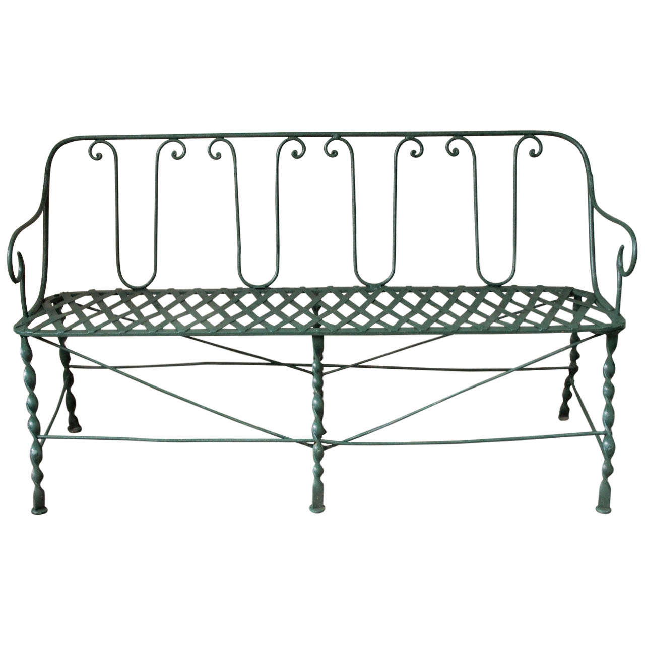 French Belle Epoque Painted Garden Bench