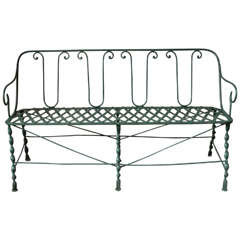 French Belle Epoque Painted Garden Bench