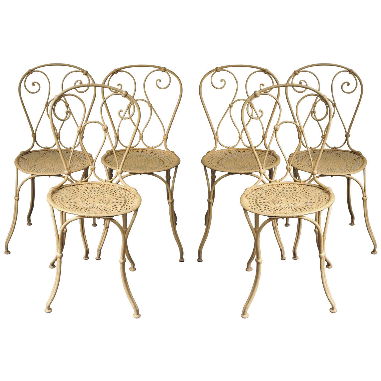 Six  Late 19th Century French Painted Garden Chairs