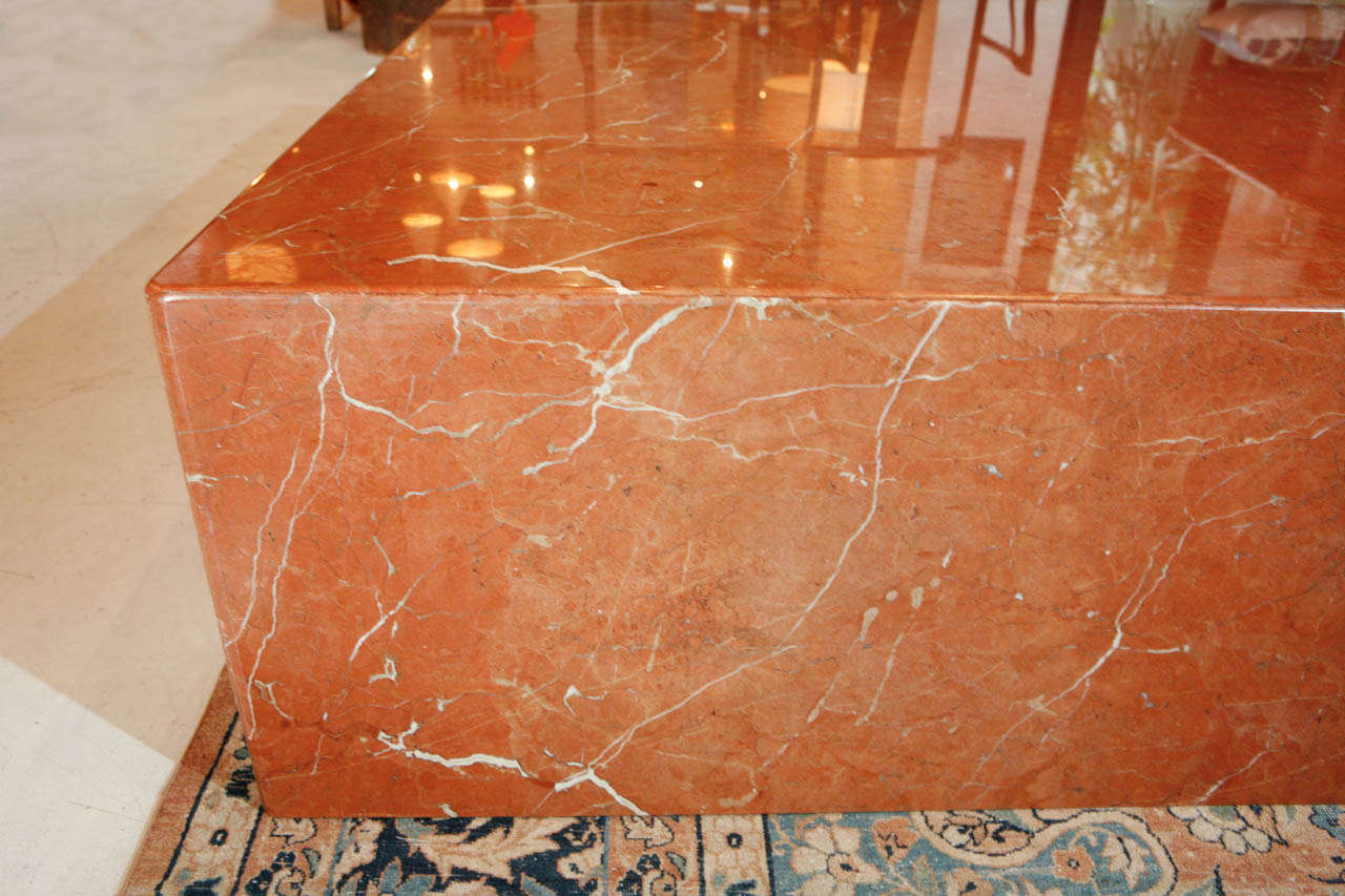 Modern Very Large Terracotta Marble Square Coffee Table