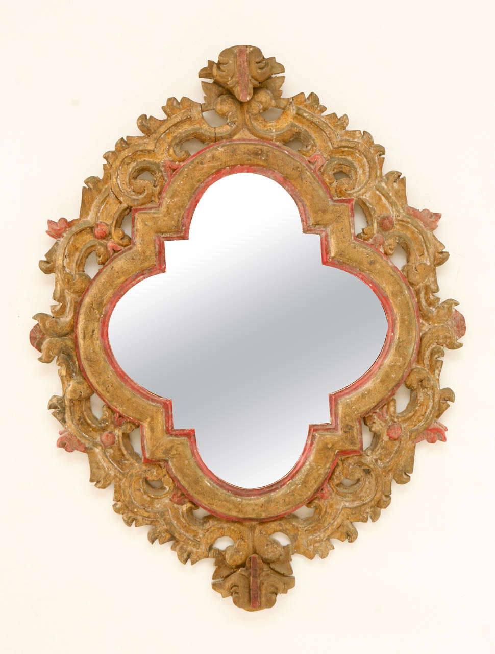 Ornate Gold and Red Painted Tinted Mirror
